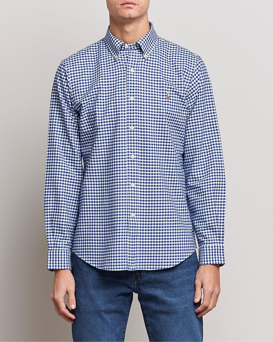 Uomini | Camicie | Polo Ralph Lauren | Custom Fit Oxford Gingham Shirt Blue/White