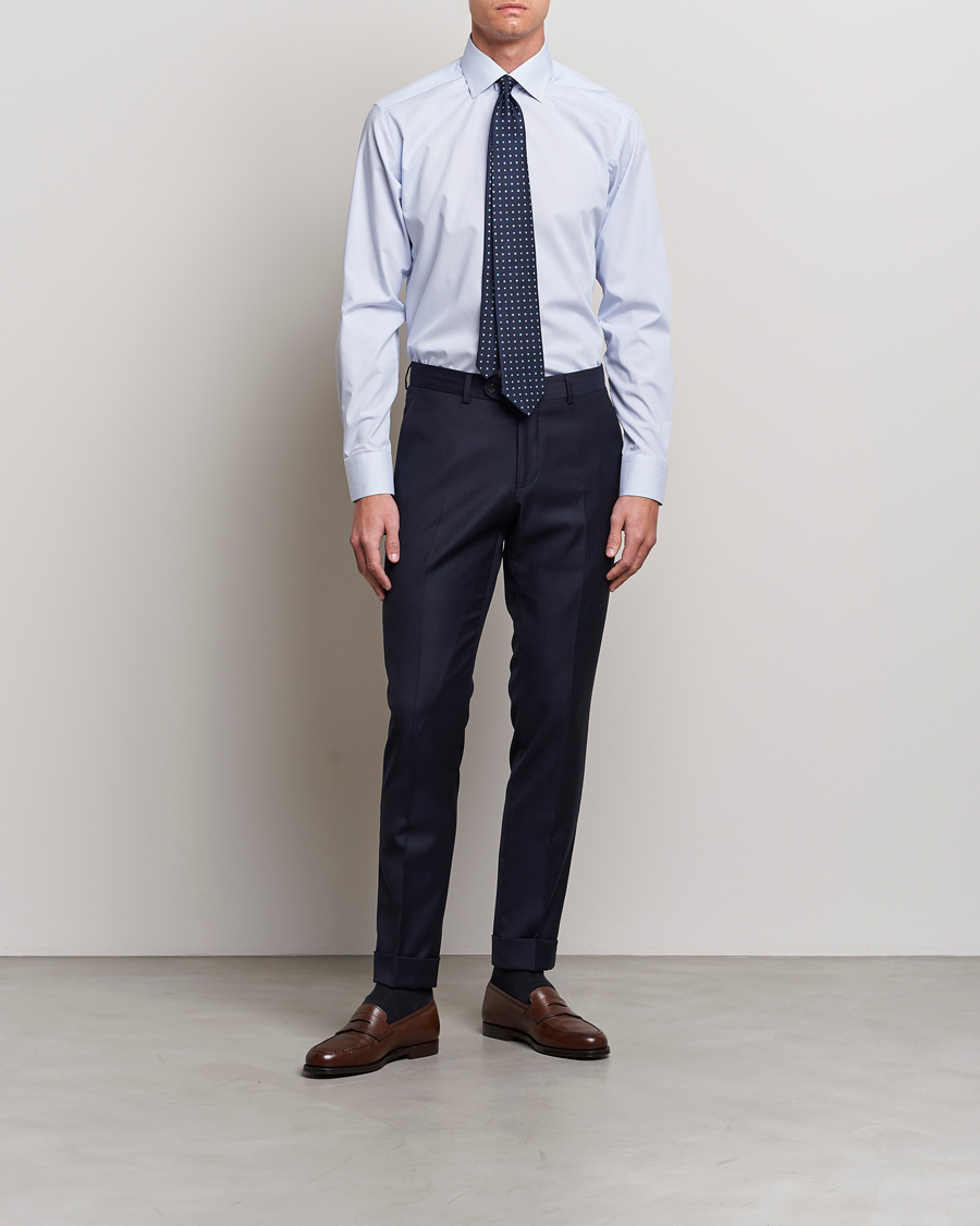 Uomini | Camicie business | Eton | Slim Fit Poplin Thin Stripe Shirt Blue/White