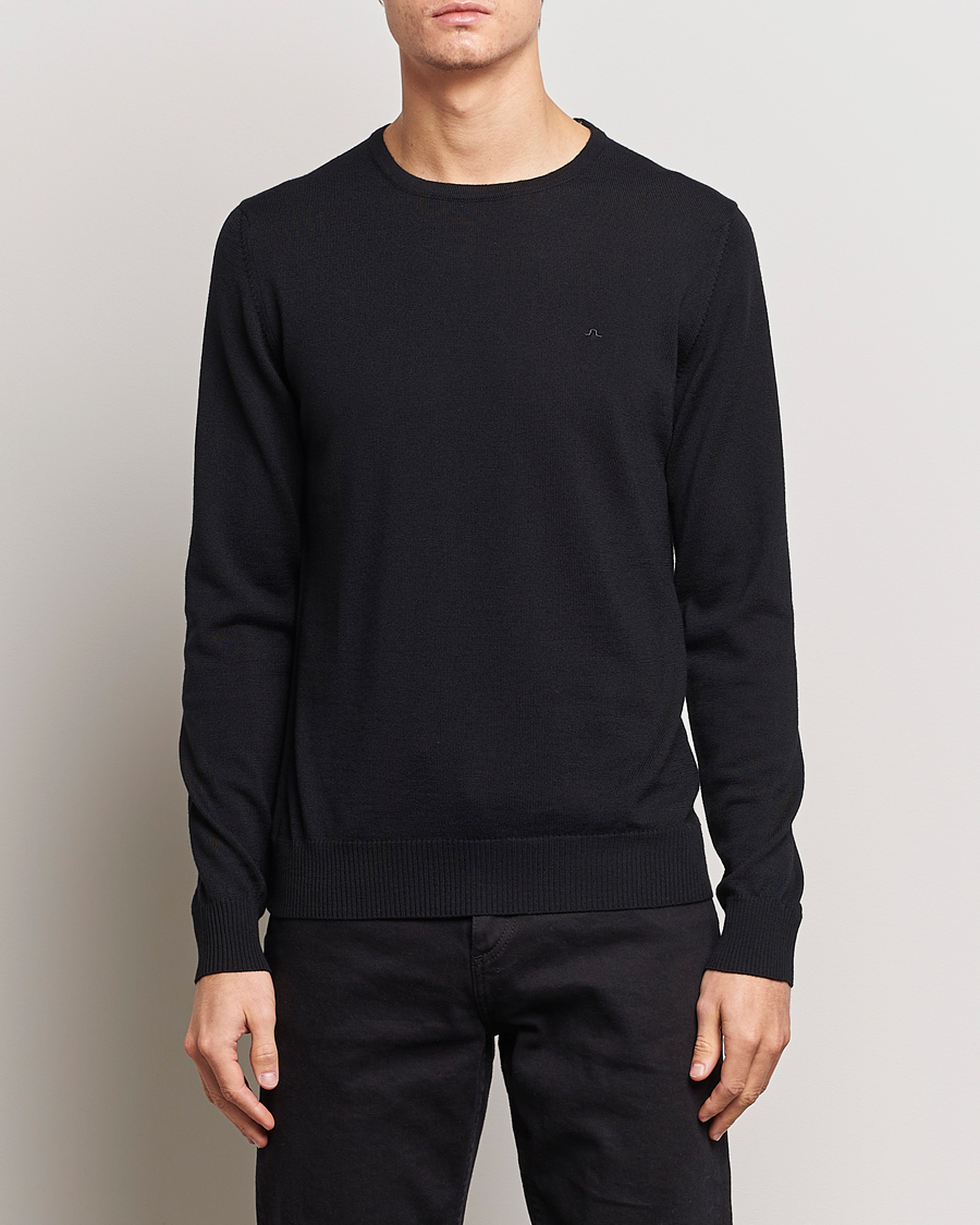 Uomini | Maglie a girocollo | J.Lindeberg | Lyle True Merino Crew Neck Pullover Black