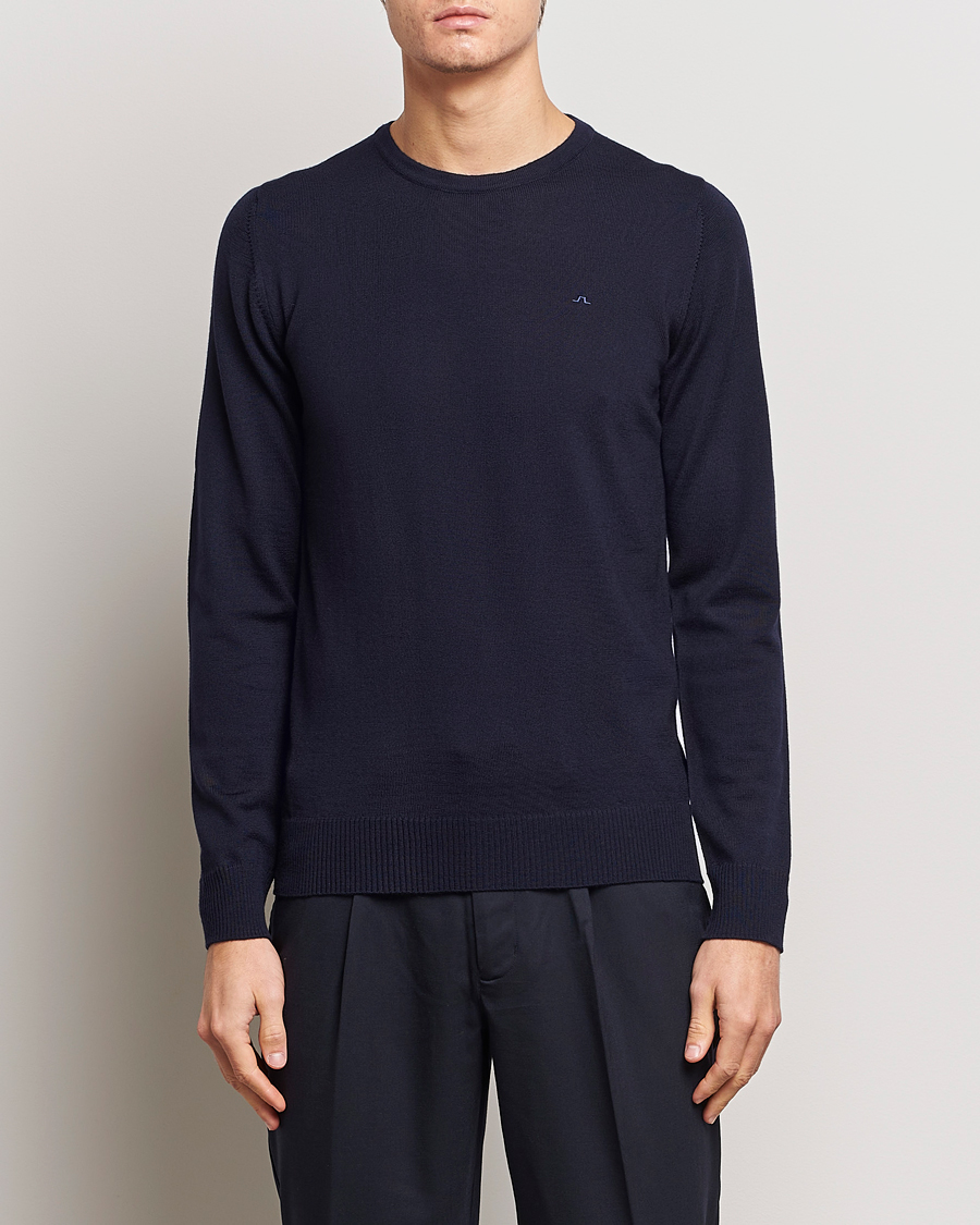 Uomini | Maglie a girocollo | J.Lindeberg | Lyle True Merino Crew Neck Pullover Navy