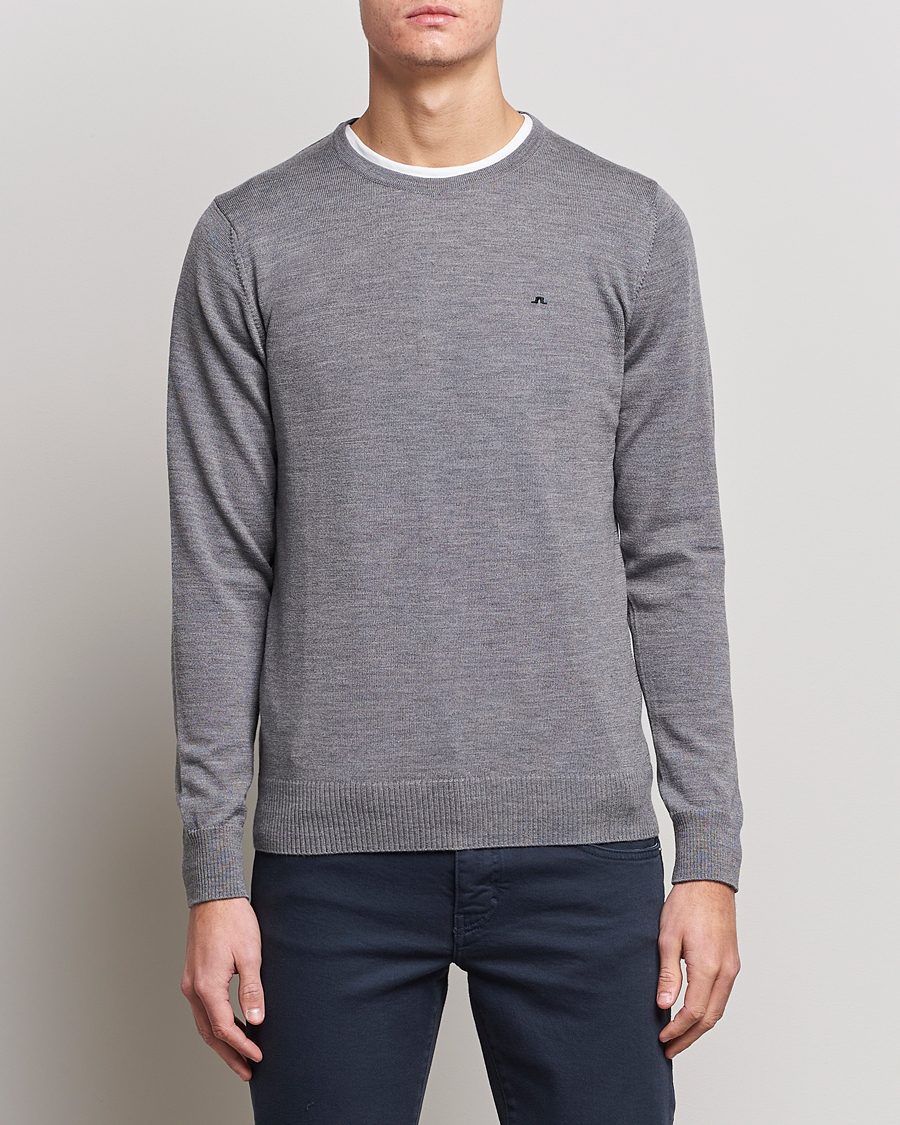 Uomini | Maglie a girocollo | J.Lindeberg | Lyle True Merino Crew Neck Pullover Grey