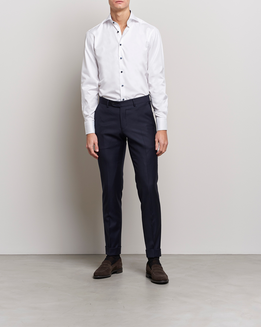 Uomini |  | Stenströms | Fitted Body Contrast Shirt White