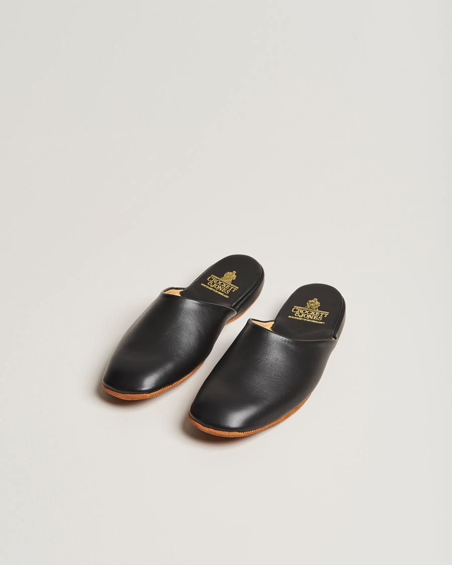 Uomini |  | Crockett & Jones | Mule Calf Home Slipper Black