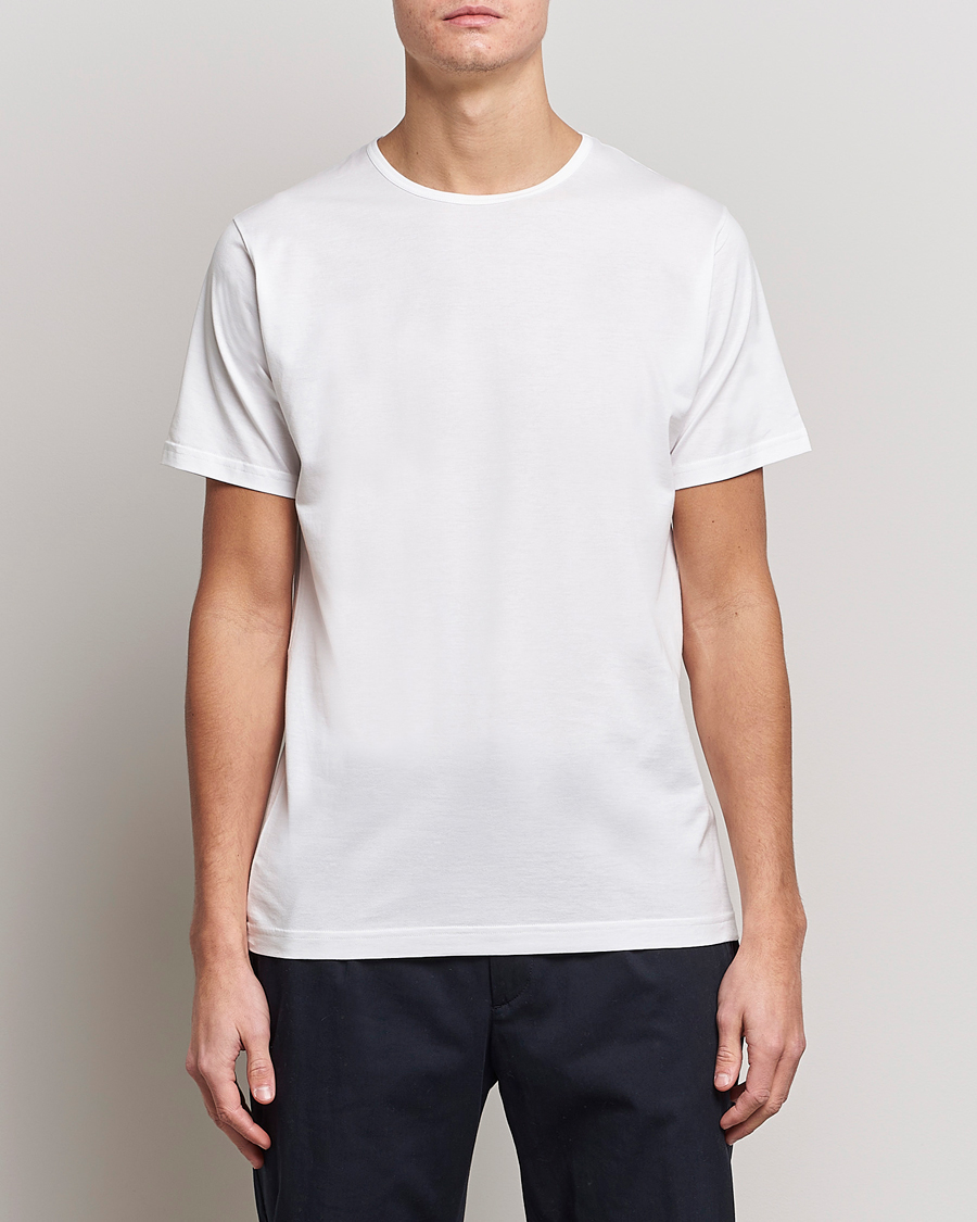 Uomini | T-shirt | Sunspel | Superfine Cotton Crew Neck Tee White