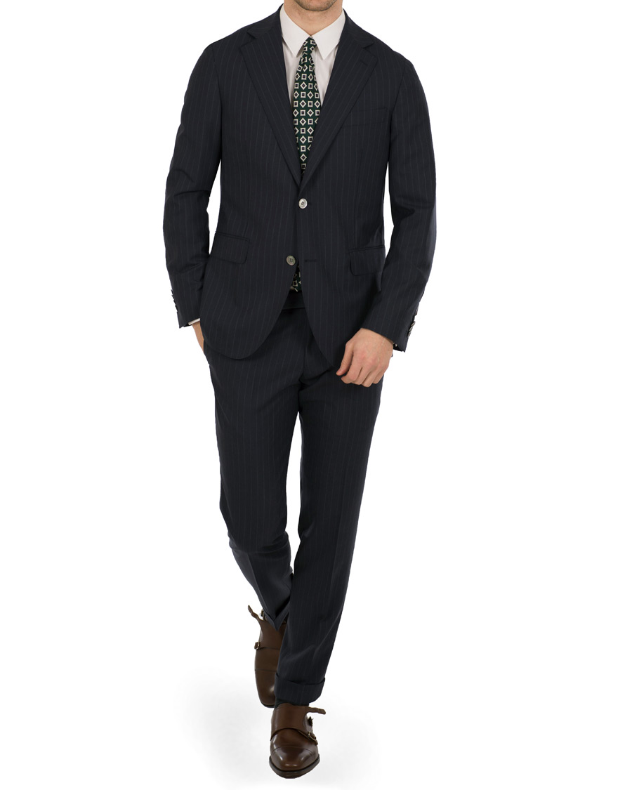 Uomini | Abiti | Oscar Jacobson | Ferry Wool Pinstripe Suit Navy