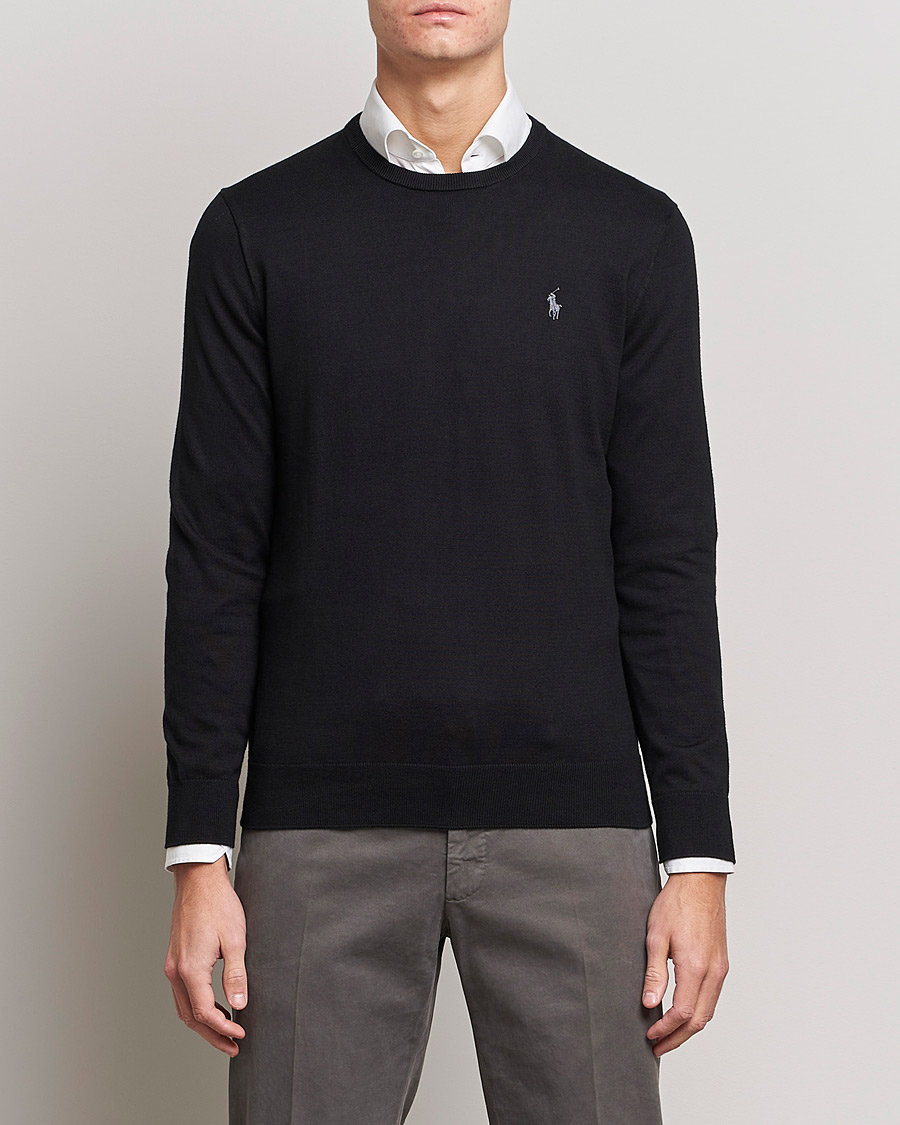 Uomini |  | Polo Ralph Lauren | Pima Cotton Crew Neck Pullover Polo Black