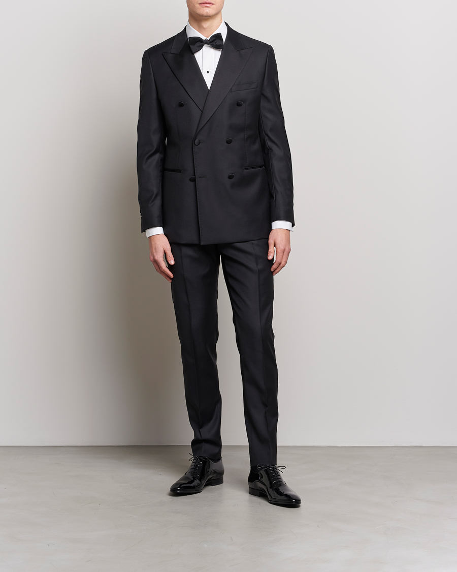 Uomini | Cravatta nera | Eton | Custom Fit Tuxedo Shirt Black Ribbon White