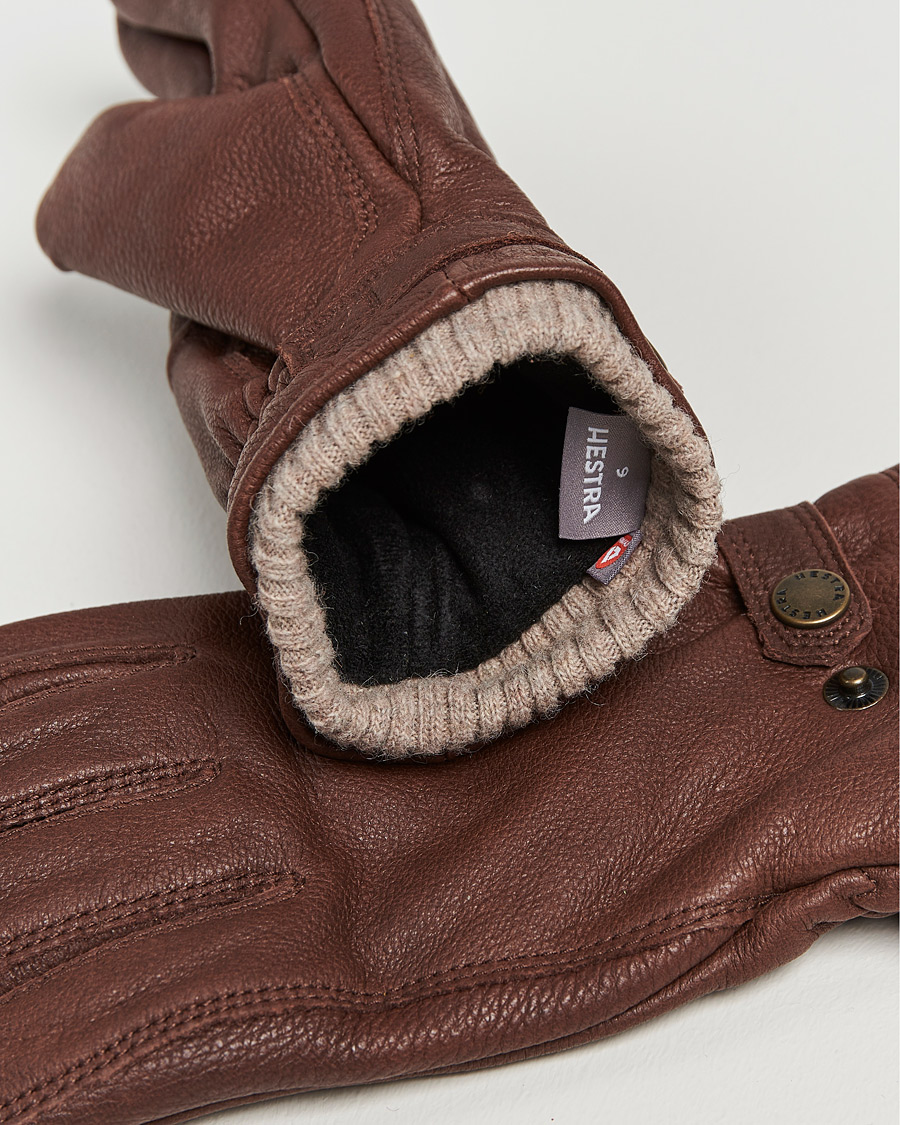 Uomini | Guanti | Hestra | Utsjö Fleece Liner Buckle Elkskin Glove Chestnut