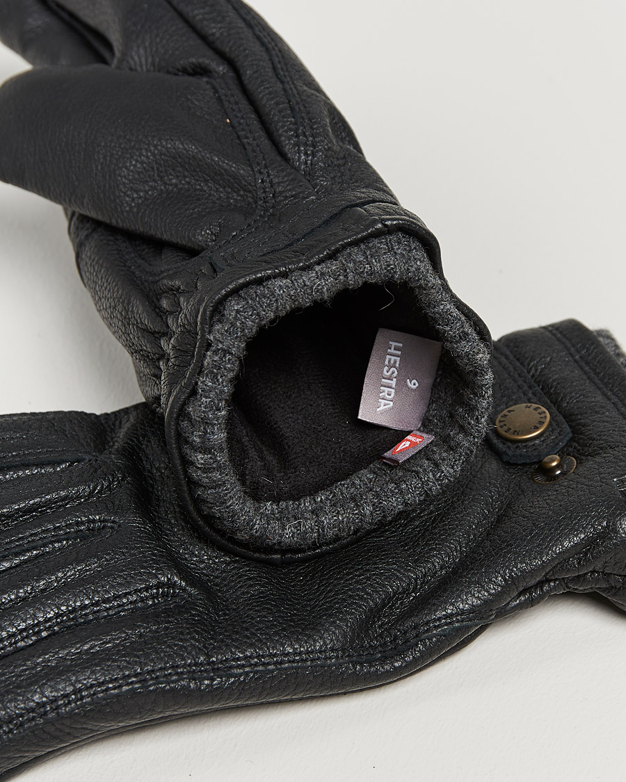 Uomini | Accessori che riscaldano | Hestra | Utsjö Fleece Liner Buckle Elkskin Glove Black