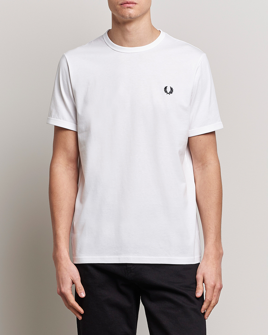 Uomini |  | Fred Perry | Ringer Crew Neck Tee White