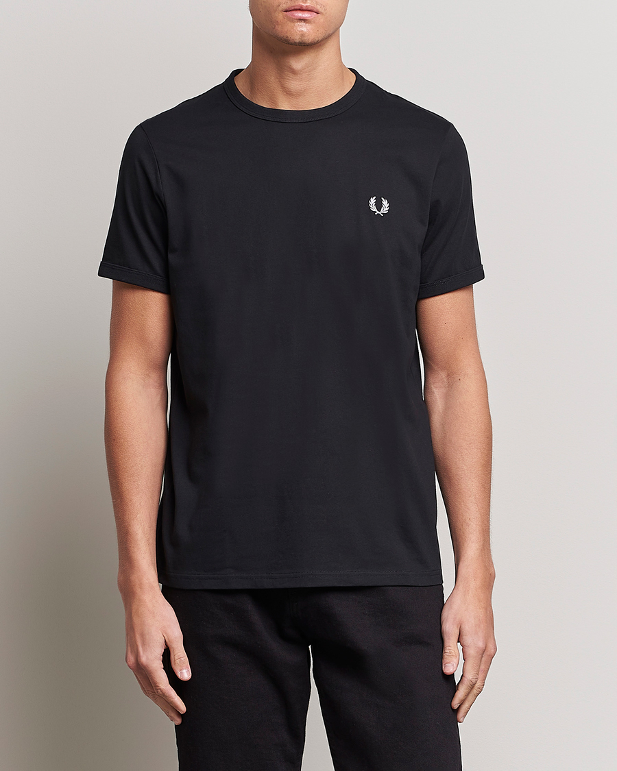 Uomini |  | Fred Perry | Ringer Crew Neck Tee Black