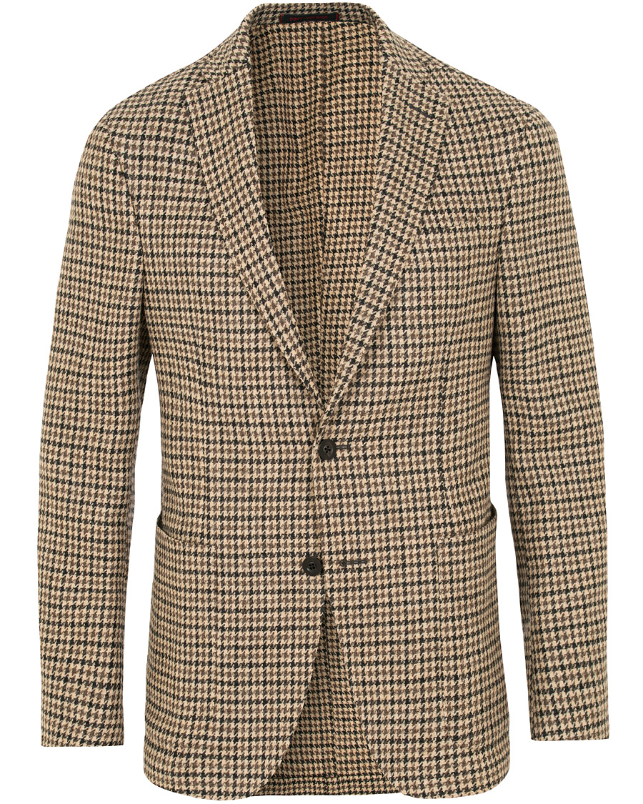 Uomini | Blazers | The Gigi | Degas Single Breasted Houndstooth Tweed Blazer Brown