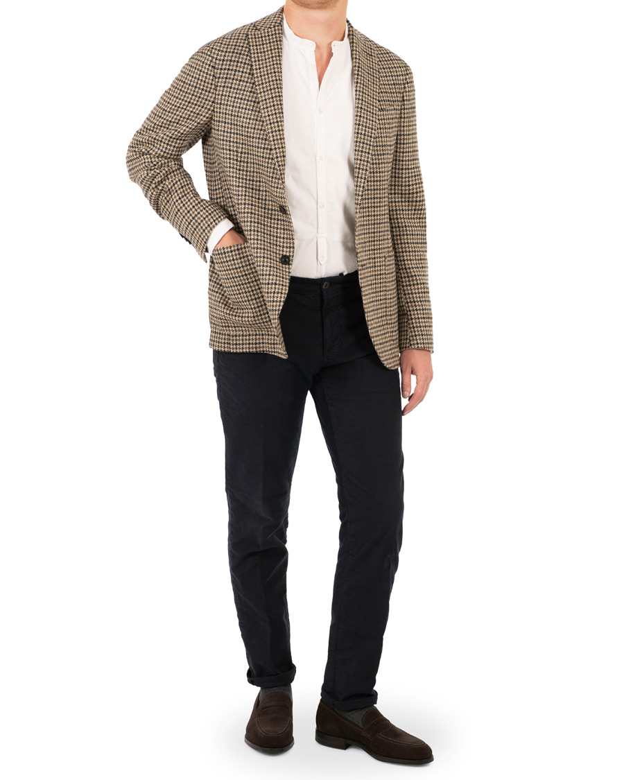 Uomini | Blazers | The Gigi | Degas Single Breasted Houndstooth Tweed Blazer Brown