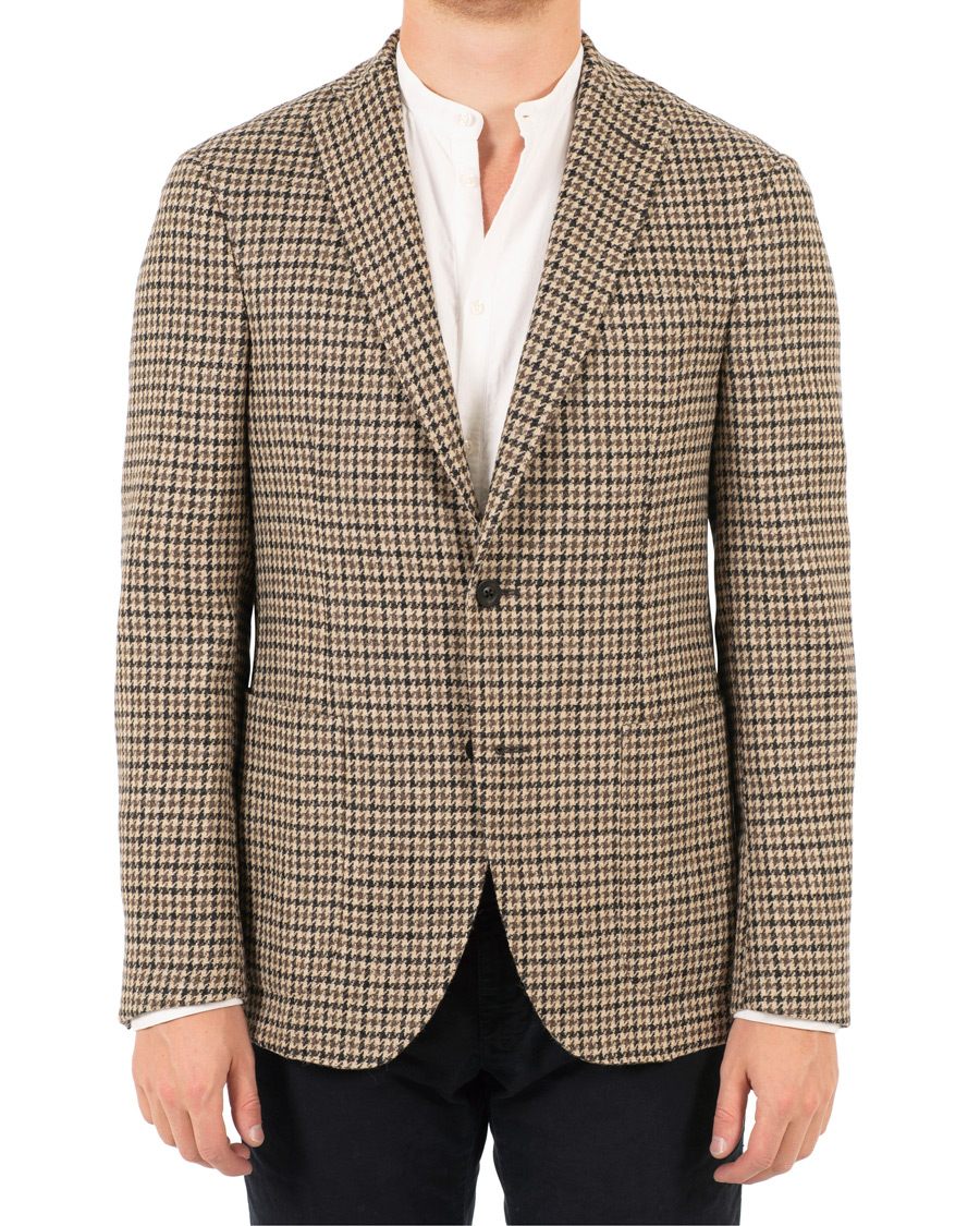 Uomini | Blazers | The Gigi | Degas Single Breasted Houndstooth Tweed Blazer Brown
