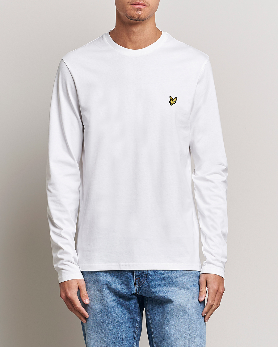 Uomini | T-shirt | Lyle & Scott | Plain Long Sleeve Cotton T-Shirt White