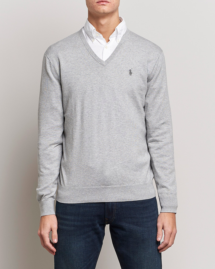 Uomini | Maglie con collo a V | Polo Ralph Lauren | Pima Cotton V-neck Pullover Andover Heather