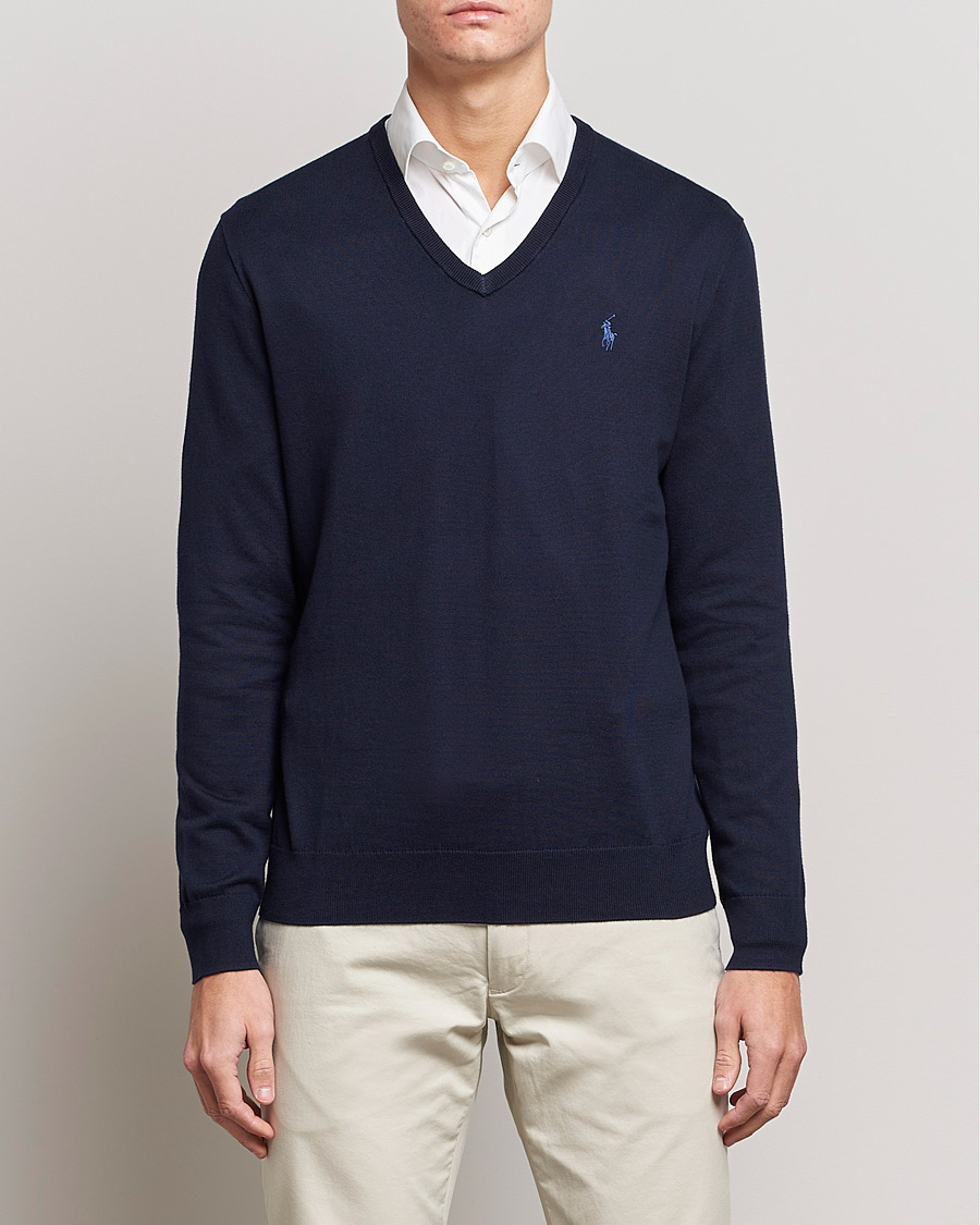 Uomini | Maglie con collo a V | Polo Ralph Lauren | Pima Cotton V-neck Pullover Hunter Navy