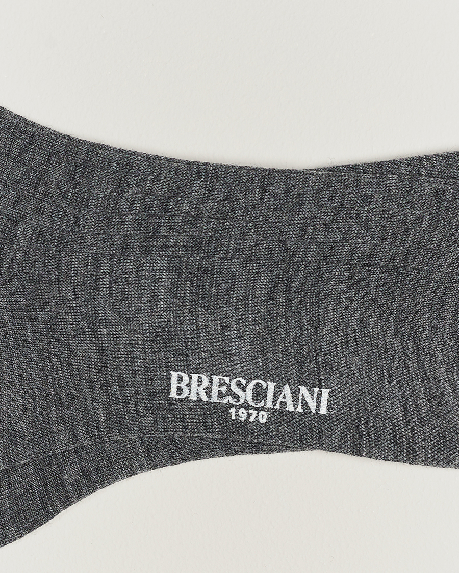 Uomini | Italian Department | Bresciani | Wool/Nylon Ribbed Short Socks Medium Grey