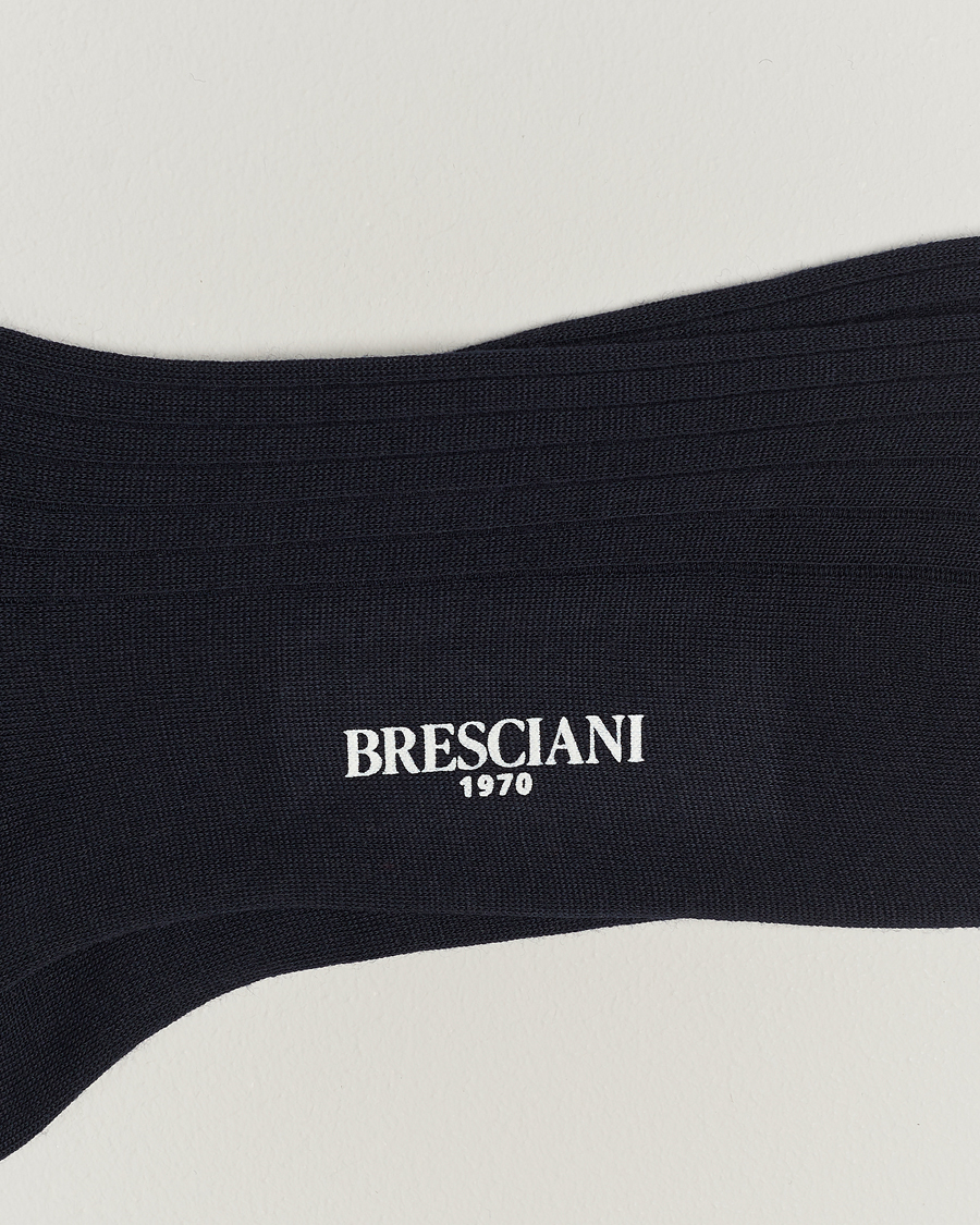 Uomini | Calzini per tutti i giorni | Bresciani | Wool/Nylon Ribbed Short Socks Navy