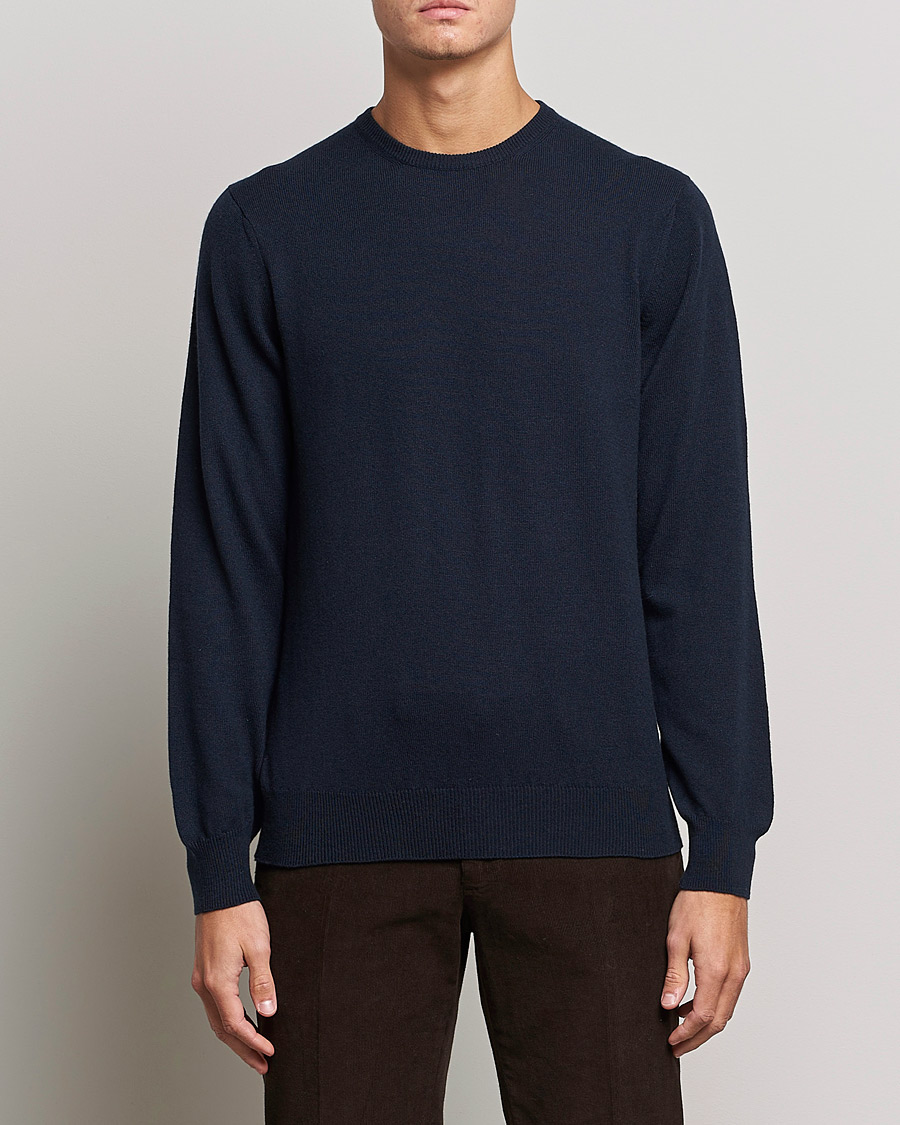 Uomini | Maglioni di cashmere | Piacenza Cashmere | Cashmere Crew Neck Sweater Navy