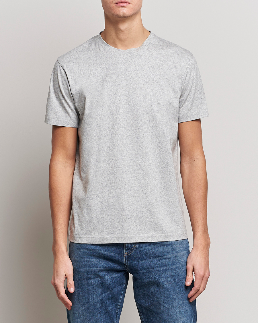 Uomini | T-shirt | Sunspel | Riviera Midweight Tee Grey Melange