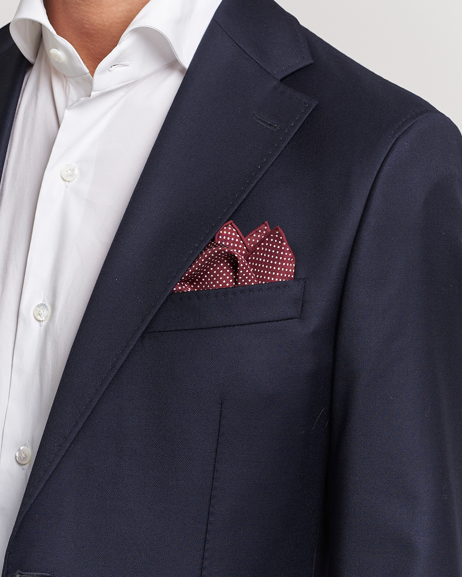 Uomini |  | Eton | Silk Polka Dot Pocket Square Wine