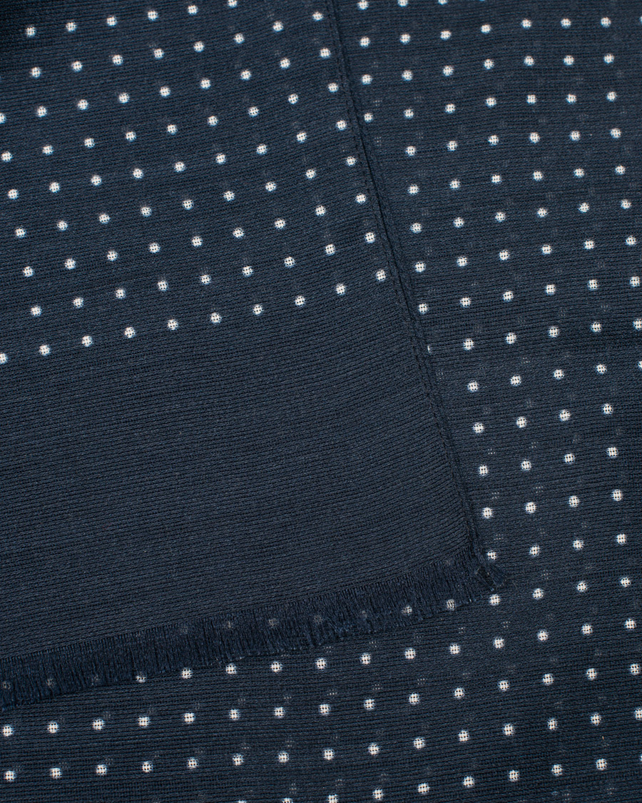 Uomini | Eton Silk Wool Polka Dot Scarf Blue | Eton | Silk Wool Polka Dot Scarf Blue