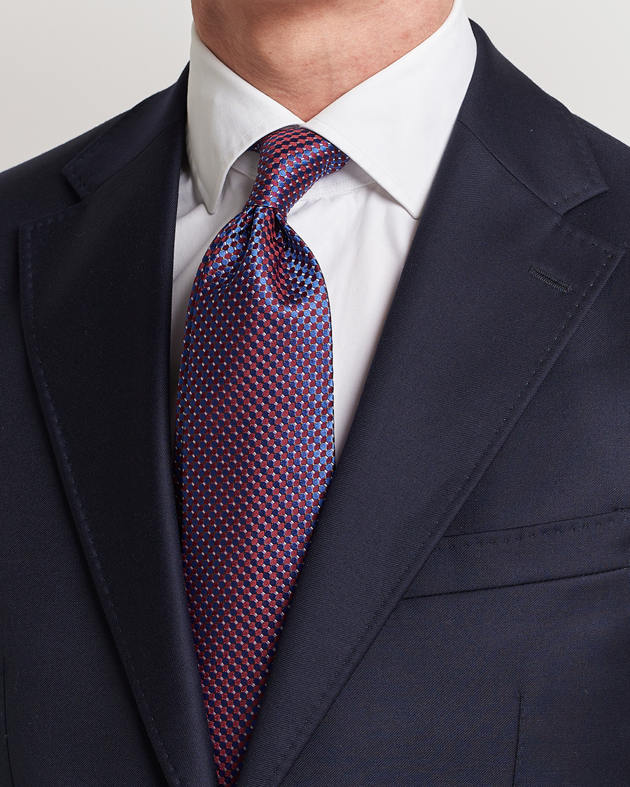 Uomini | Business & Beyond | Eton | Silk Geometric Weave Tie Blue/Red