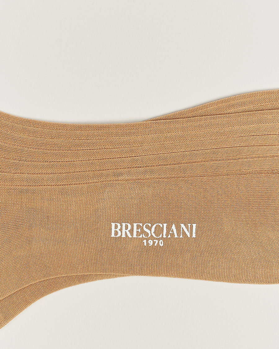 Uomini |  | Bresciani | Cotton Ribbed Short Socks Light Khaki