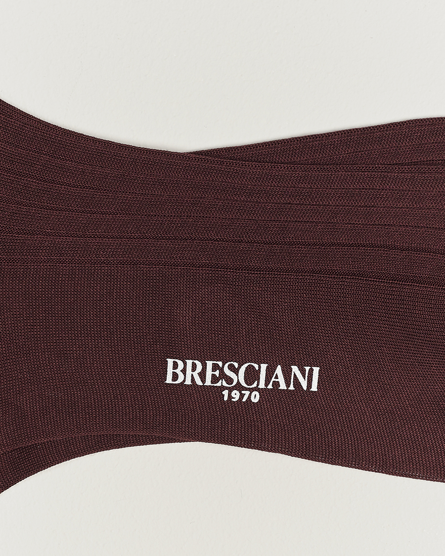 Uomini | Calzini per tutti i giorni | Bresciani | Cotton Ribbed Short Socks Burgundy