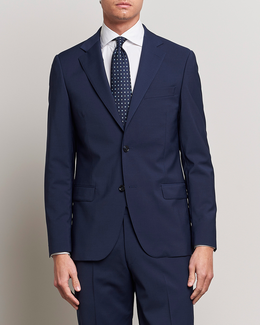 Uomini |  | Oscar Jacobson | Edmund Wool Stretch Blazer Blue