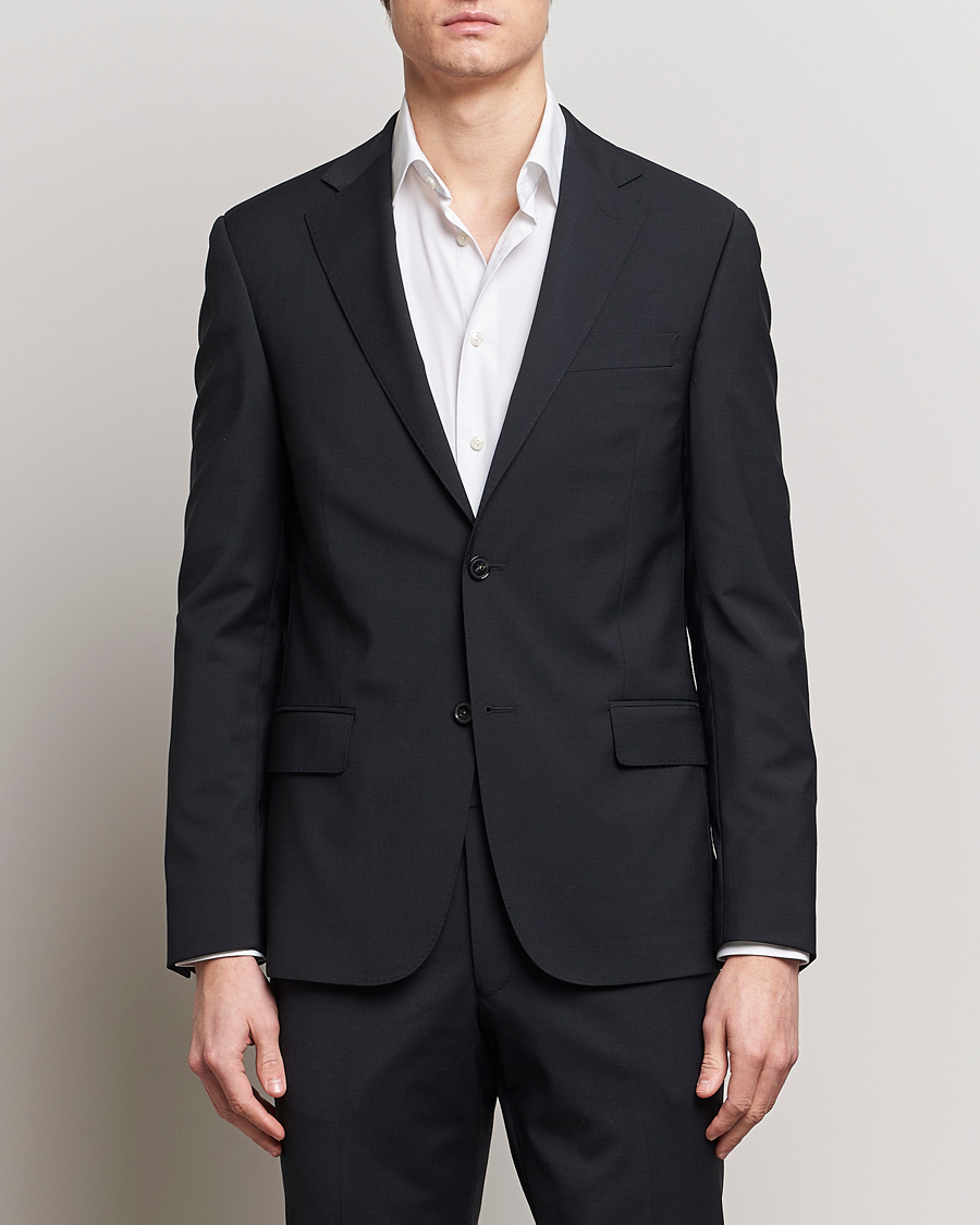 Uomini | Blazers | Oscar Jacobson | Edmund Wool Stretch Blazer Black