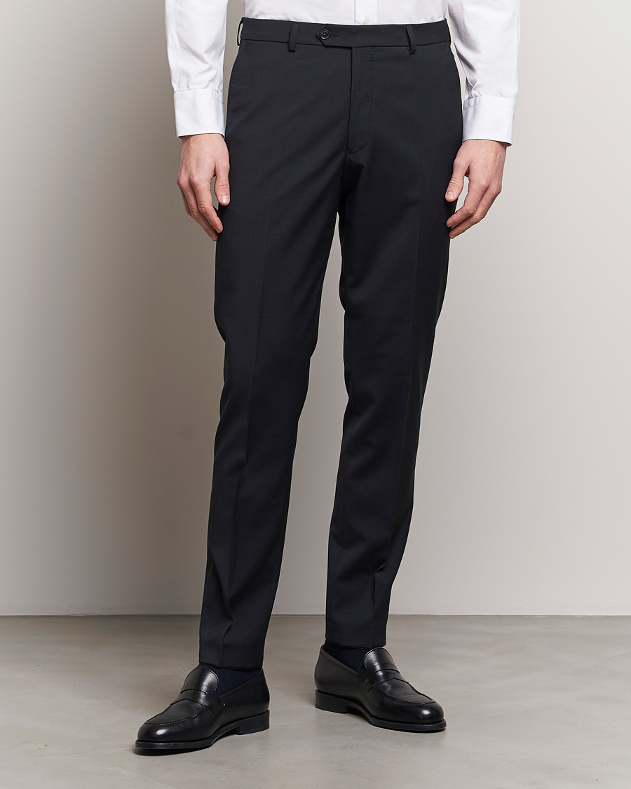 Uomini |  | Oscar Jacobson | Denz Wool Stretch Trousers Black