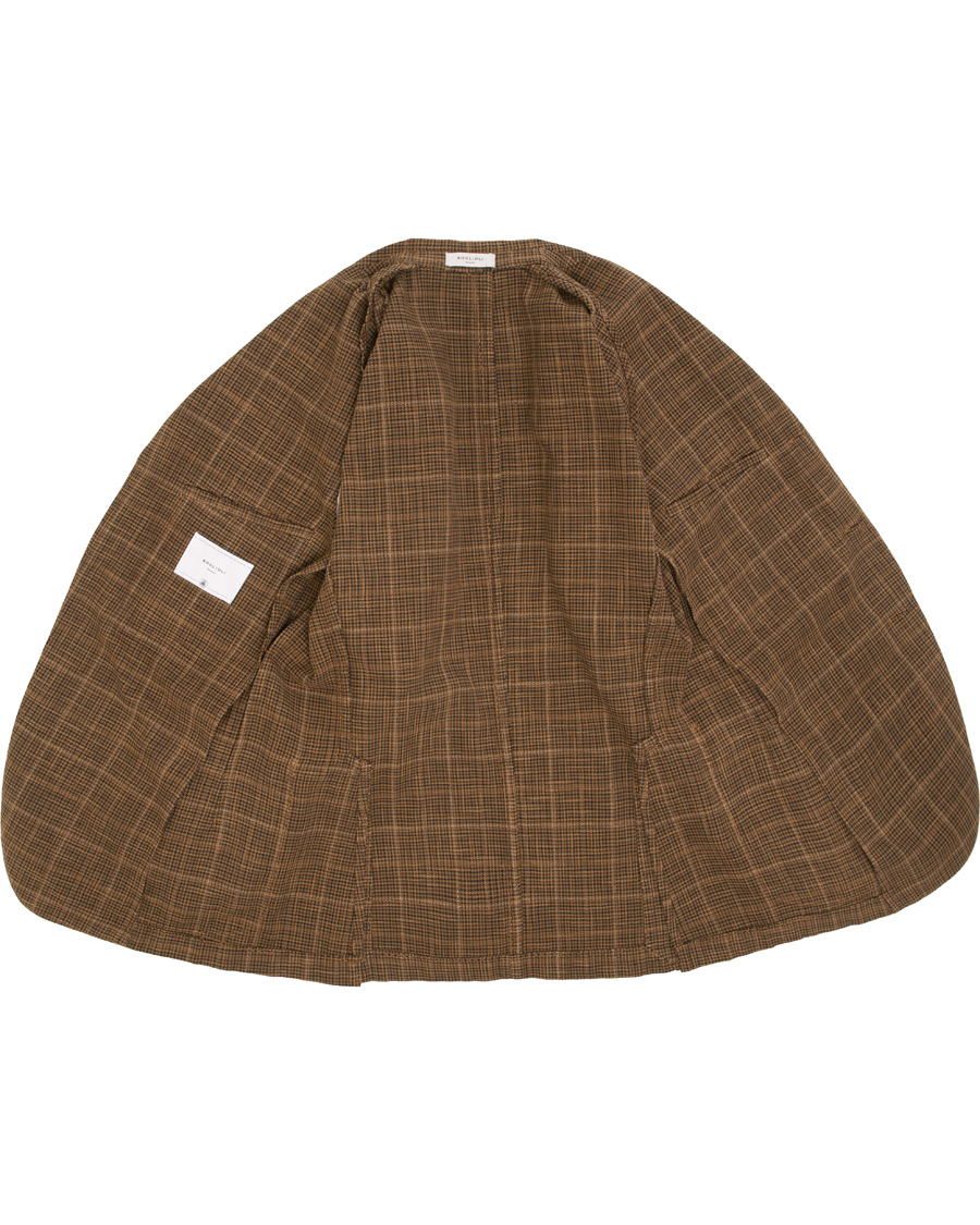 Uomini | Blazers | Boglioli | K Jacket Cotton/Silk Houndstooth Overcheck Blazer Brown