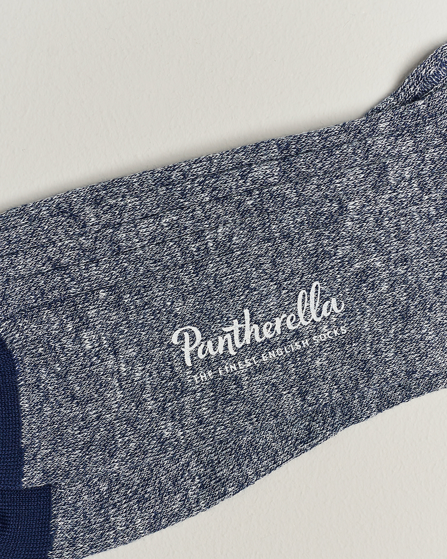 Uomini |  | Pantherella | Hamada Linen/Cotton/Nylon Sock Indigo