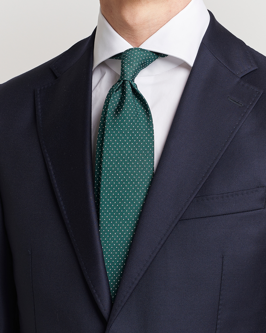 Uomini | Smart casual | Amanda Christensen | Micro Dot Classic Tie 8 cm Green/White