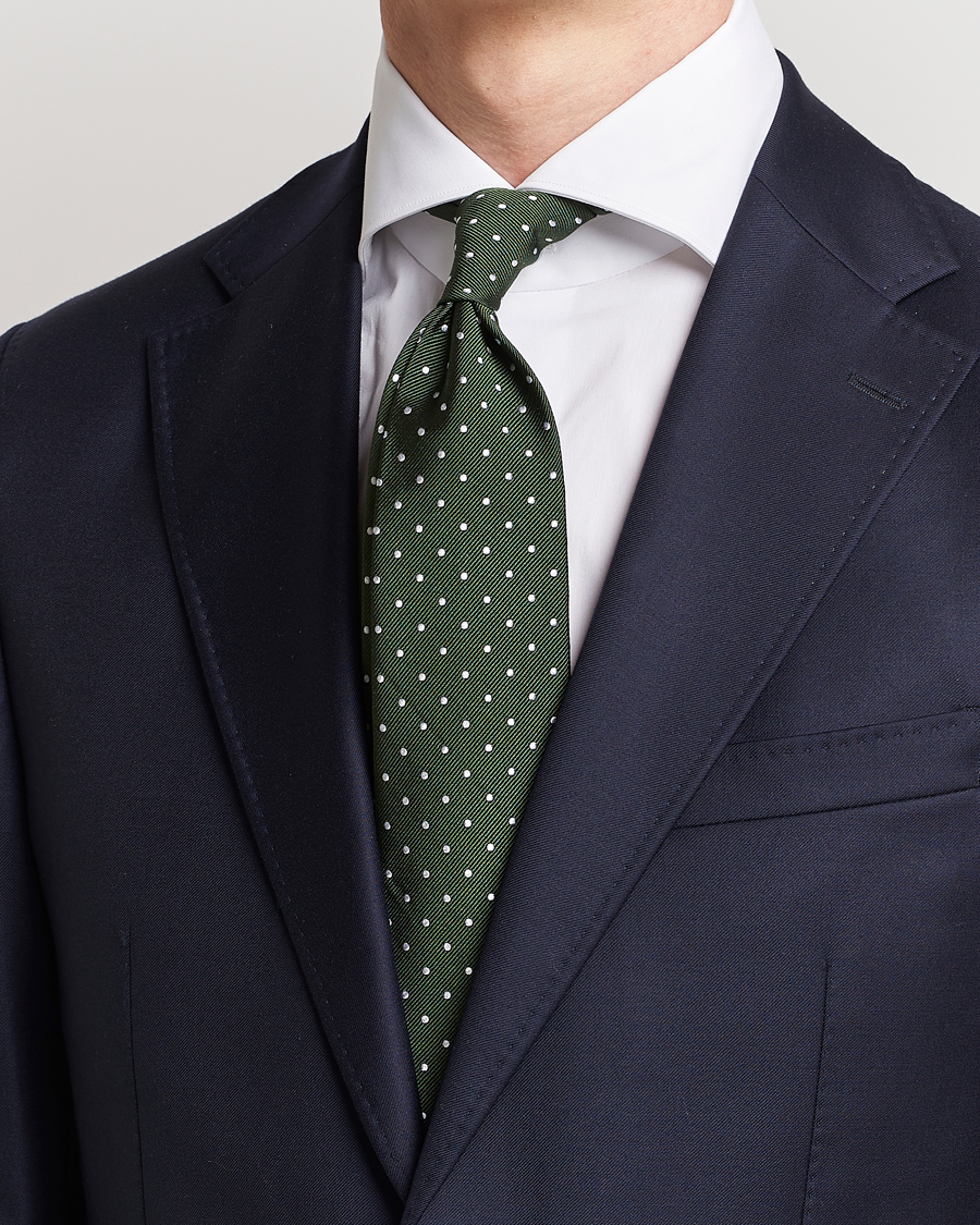 Uomini | Business casual | Amanda Christensen | Dot Classic Tie 8 cm Green/White