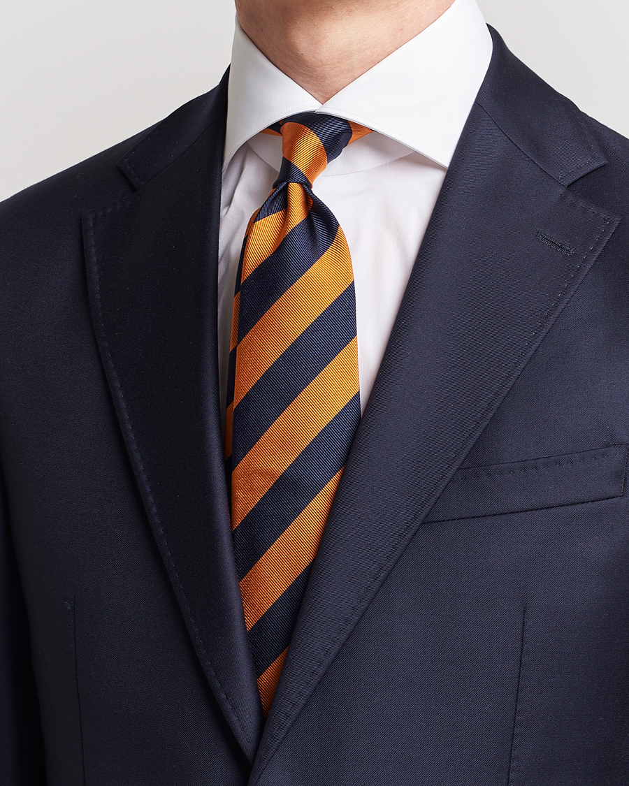 Uomini | Smart casual | Amanda Christensen | Regemental Stripe Classic Tie 8 cm Orange/Navy