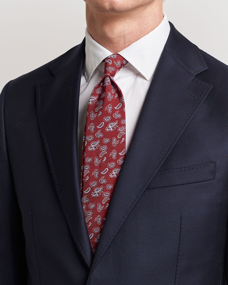 Uomini | Abito da studente | Amanda Christensen | Paisley Woven Silk Tie 8 cm Wine Red