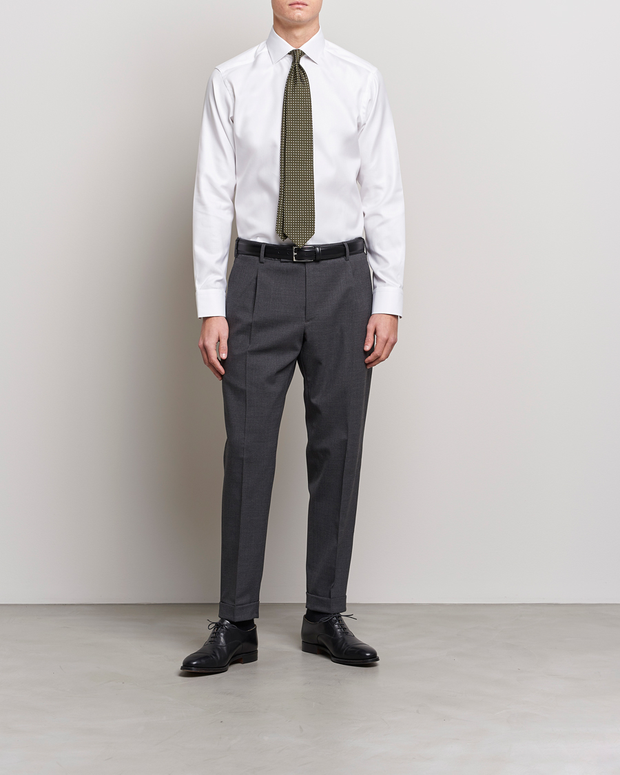 Uomini | Business & Beyond - Formal | Eton | Slim Fit Textured Twill Shirt White