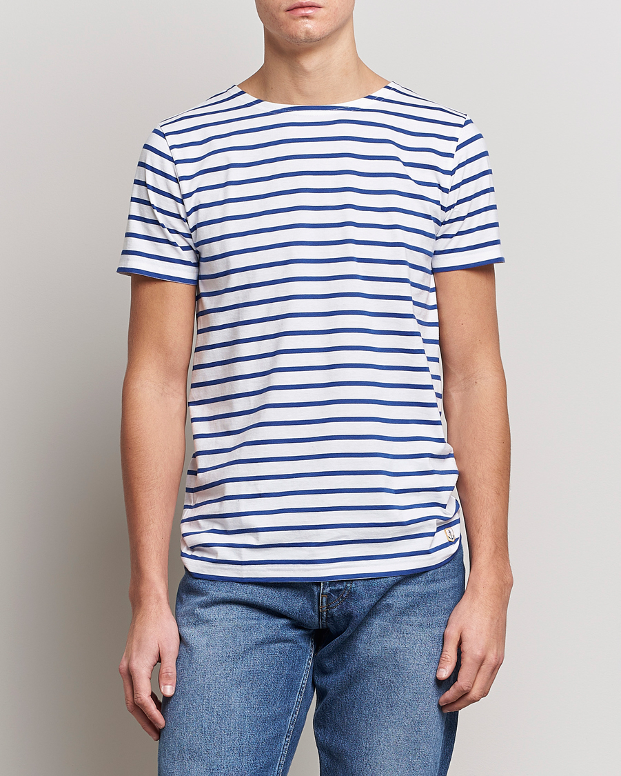 Uomini |  | Armor-lux | Hoëdic Boatneck Héritage Stripe T-shirt White/Blue