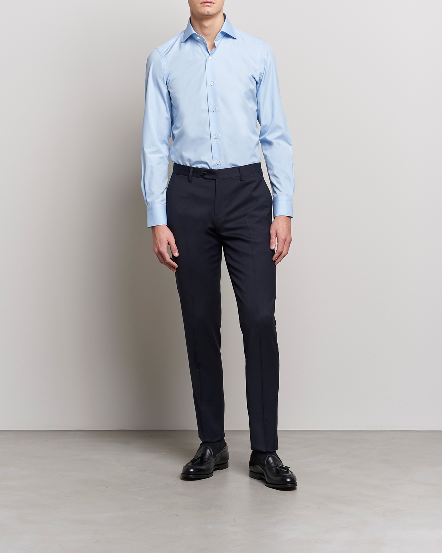 Uomini | Italian Department | Finamore Napoli | Milano Slim Fit Classic Shirt Light Blue