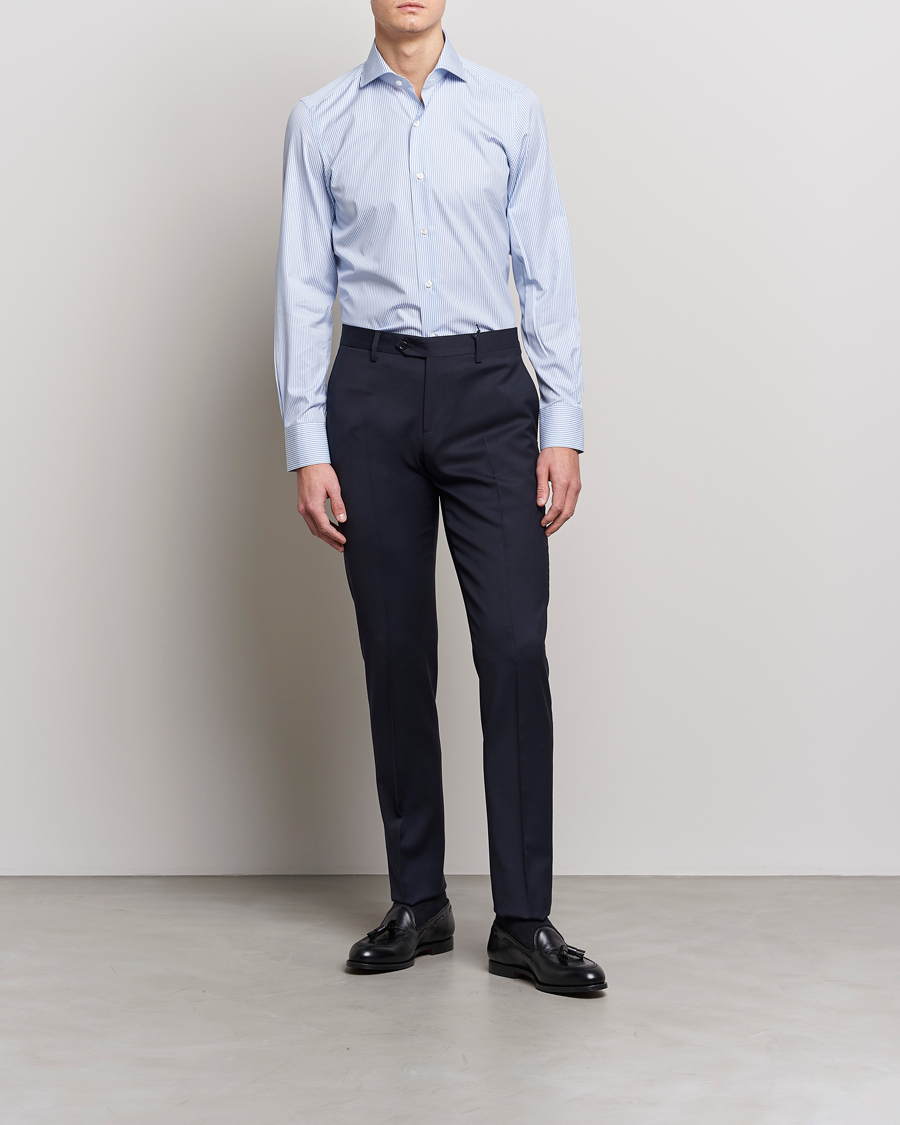 Uomini | Italian Department | Finamore Napoli | Milano Slim Fit Classic Shirt Blue