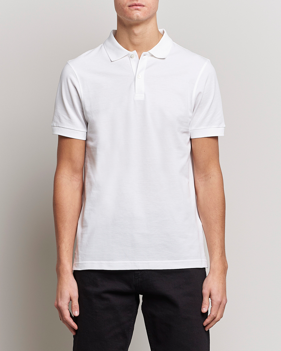 Uomini |  | Sunspel | Short Sleeve Pique Polo White