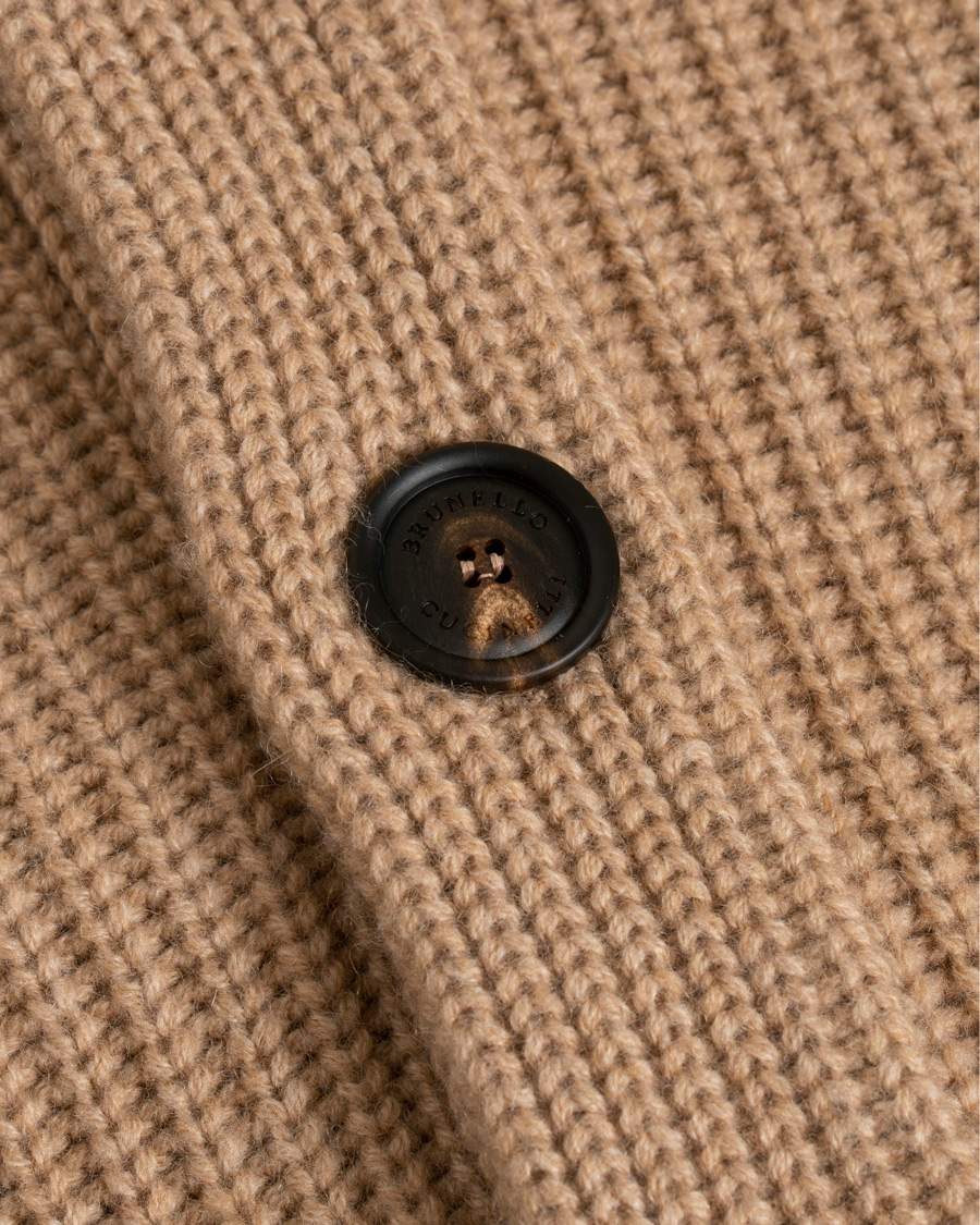 Uomini | Maglieria | Brunello Cucinelli | Cashmere Blend Shawl Collar Cardigan Camel