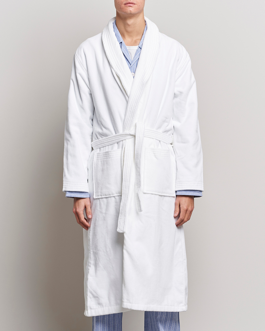 Uomini | Derek Rose | Derek Rose | Cotton Velour Gown White