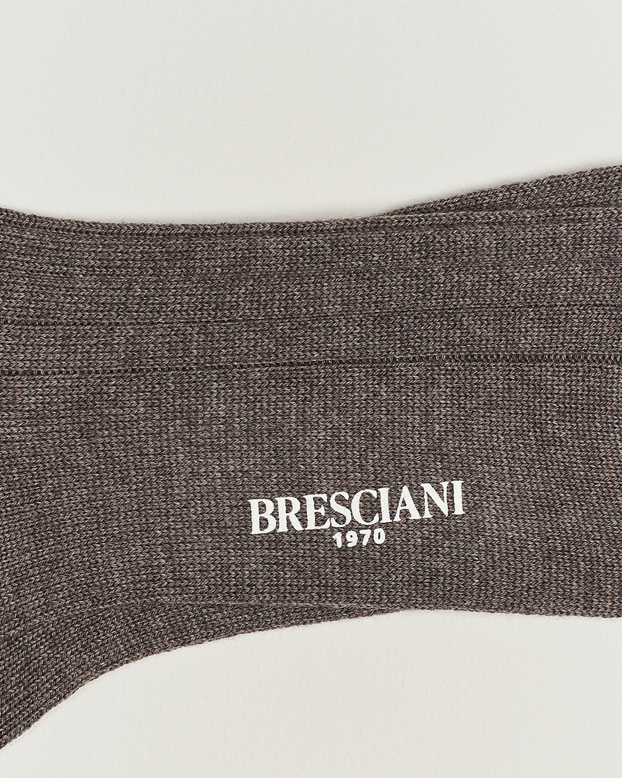 Uomini | Biancheria intima | Bresciani | Wool/Nylon Heavy Ribbed Socks Taupe