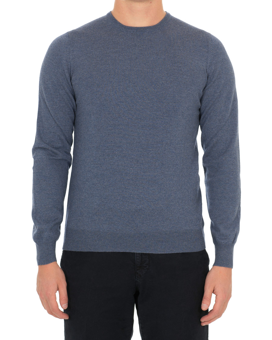 Uomini |  | Gran Sasso | Merino Fashion Fit Crew Neck Pullover Blue Melange