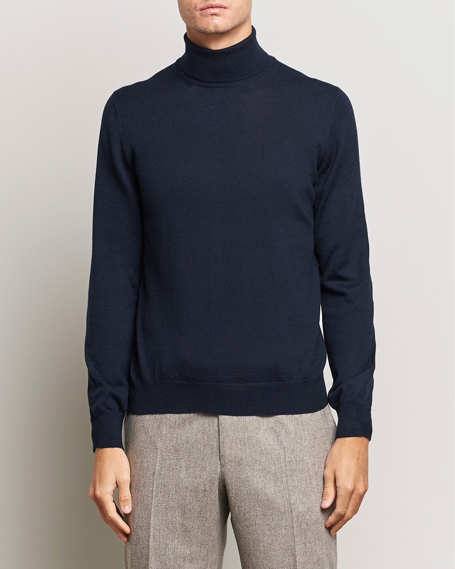 Uomini |  | Gran Sasso | Merino Fashion Fit Rollneck Navy