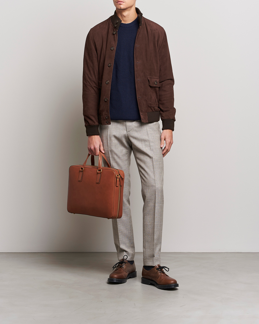 Uomini | Borse | Mismo | Morris Full Grain Leather Briefcase Tabac